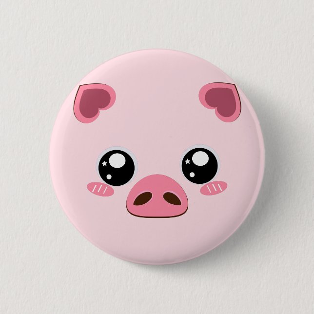 Cute pink Pig bage Button (Front)