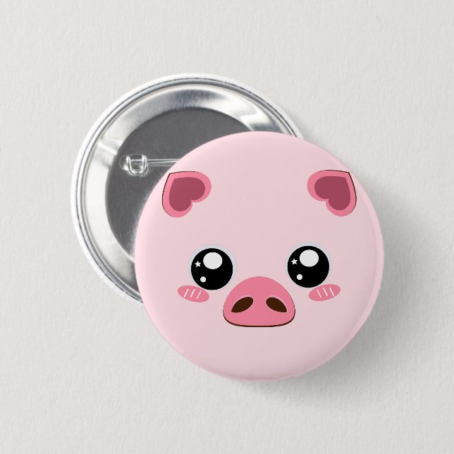 Cute pink Pig bage Button (Front & Back)