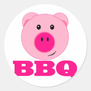 Cute Pink Pig BBQ Classic Round Sticker
