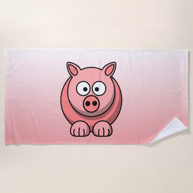 Cute Pink Pig Beach Towel