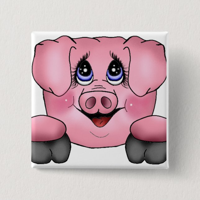 Cute Pink Pig Button (Front)