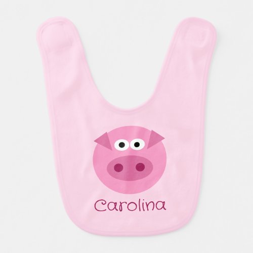 Cute pink pig cartoon custom baby bib for newborn