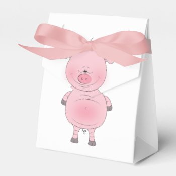 Cute Pink Pig Cartoon Favor Boxes by HeeHeeCreations at Zazzle