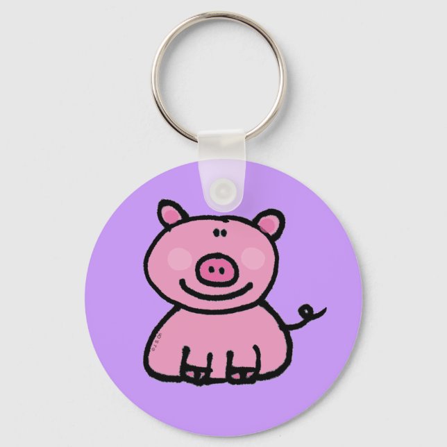 Cute pink pig cartoon keychain (Front)