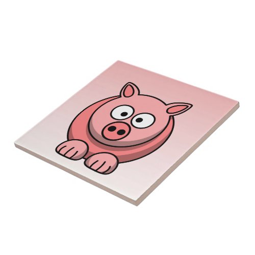 Cute Pink Pig Ceramic Tile