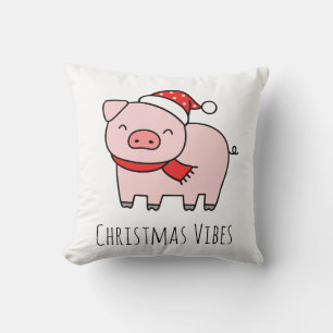 Cute Pink Pig Christmas Vibes Minimalist Throw Pillow