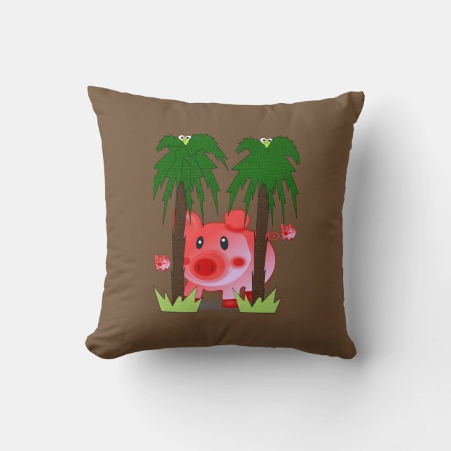Cute Pink Pig Decorative Throw Pillow  (Front)