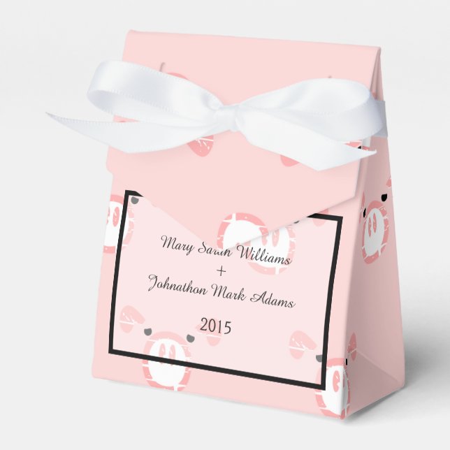 Cute Pink Pig Face Fun Wedding Pattern Favor Boxes (Front Side)