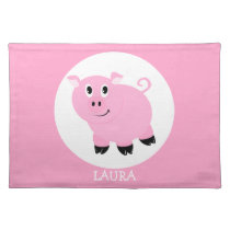 Cute Pink Pig Girls Personalized Placemat