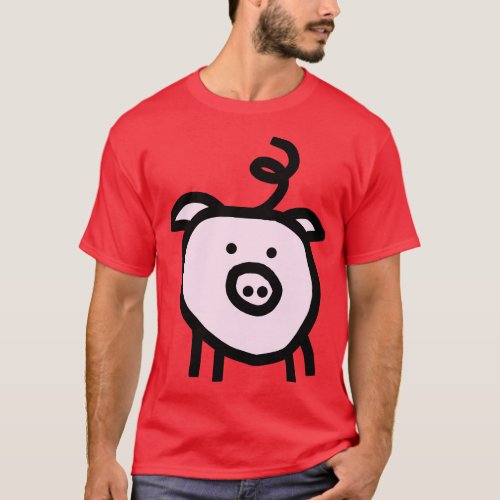 Cute Pink Pig Graphic Art T_Shirt