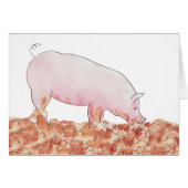 Cute Pink Pig in Mud Funny Watercolour Animal Art (Front Horizontal)