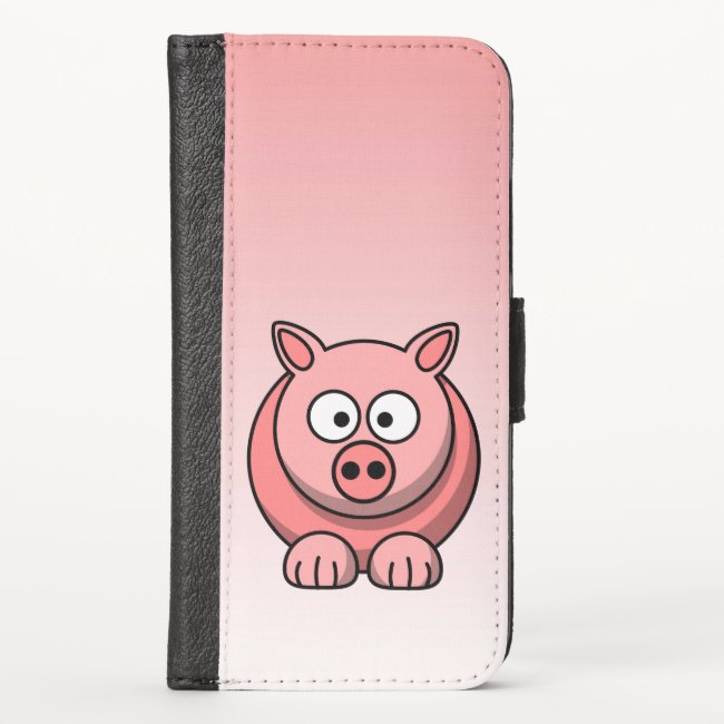 Cute Pink Pig iPhone X Wallet Case