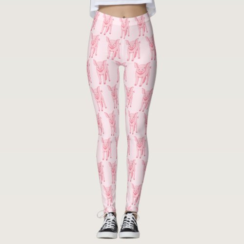 Cute Pink Pig Leggings