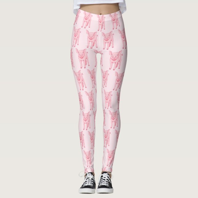 Cute Pink Pig Leggings (Front)