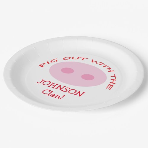 Cute Pink Pig Nose Cartoon Family Reunion BBQ Paper Plates