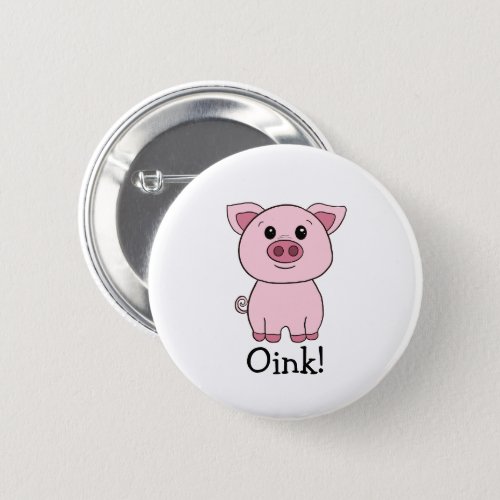 Cute Pink Pig Oink Farm Animal Button