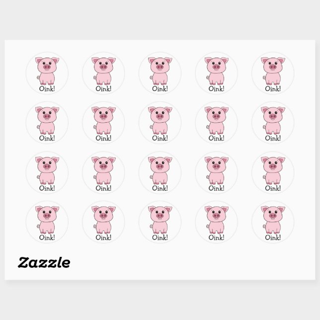 Cute Pink Pig Oink! Farm Animal Classic Round Sticker (Sheet)