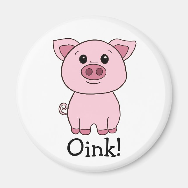 Cute Pink Pig Oink! Farm Animal Magnet (Front)