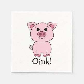 Cute Pink Pig Oink! Farm Animal Napkins