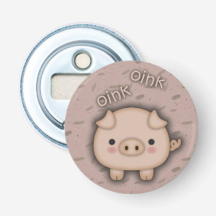 Cute Pink Pig Oink Pink Background Bottle Opener