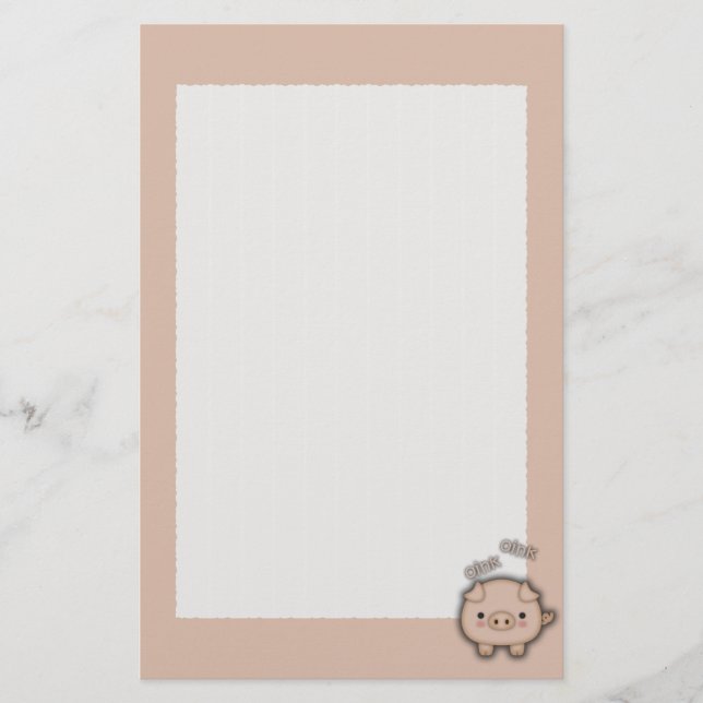 Cute Pink Pig Oink Stationery (Front)