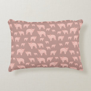 Cute Pink Pig Pattern Accent Pillow