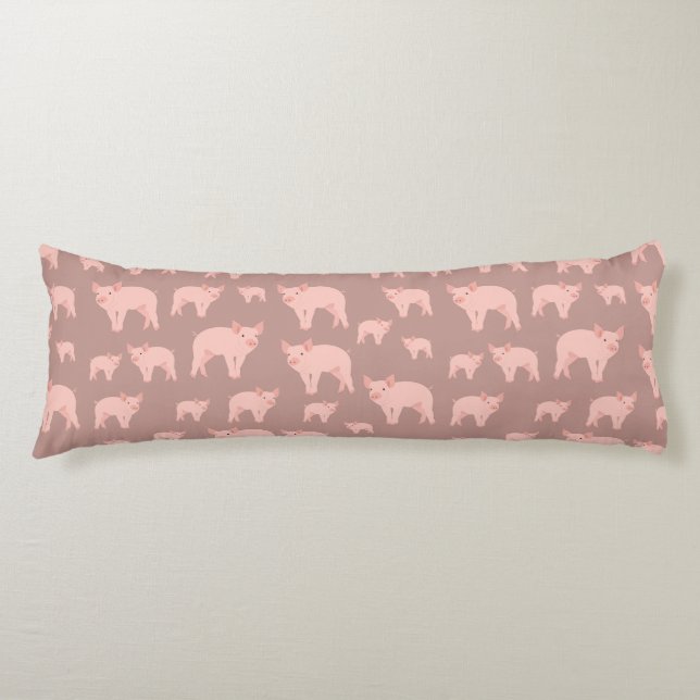 Cute Pink Pig Pattern  Body Pillow (Front)