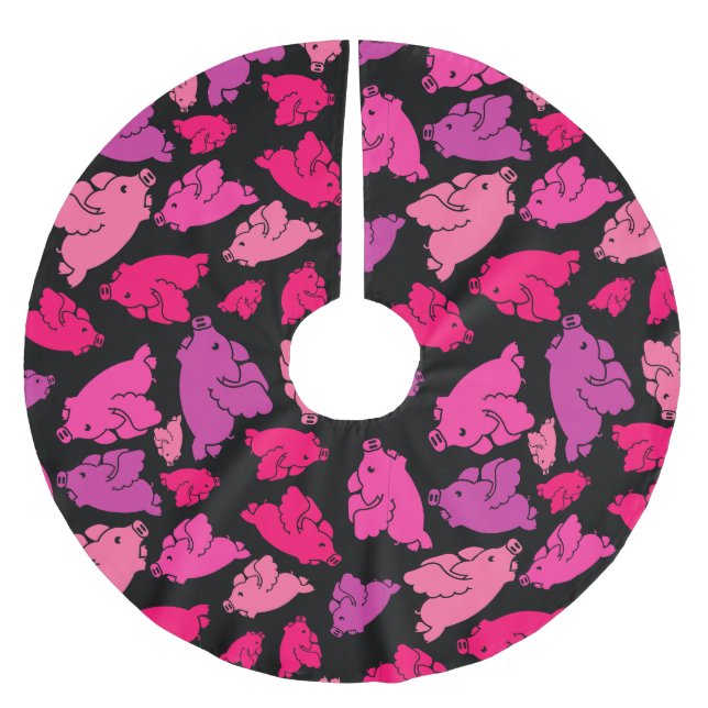 Cute Pink Pig Pattern Brushed Polyester Tree Skirt (Front)