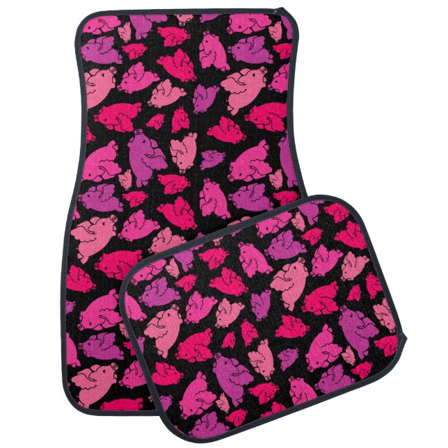 Cute Pink Pig Pattern Car Floor Mat (Set)