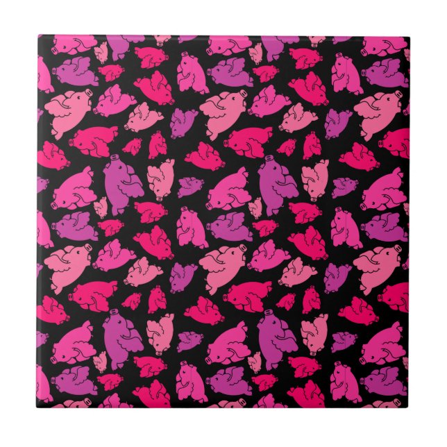 Cute Pink Pig Pattern Ceramic Tile (Front)