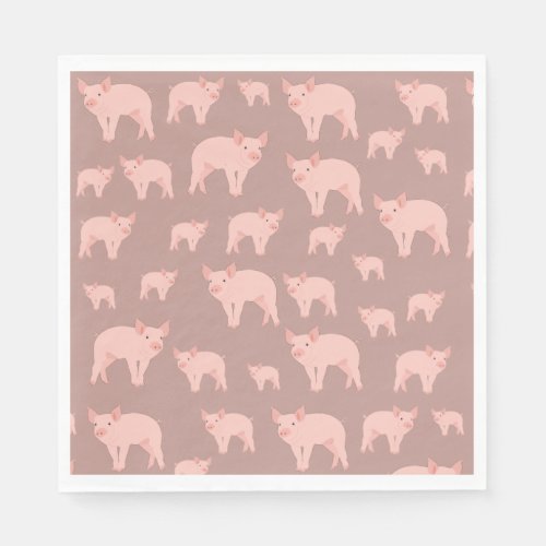 Cute Pink Pig Pattern  Napkins