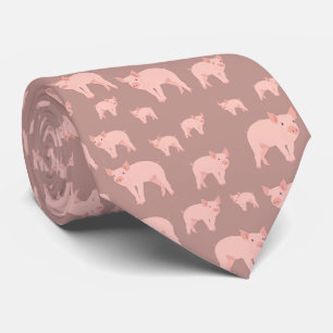 Cute Pink Pig Pattern Neck Tie