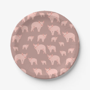 Cute Pink Pig Pattern Paper Plates
