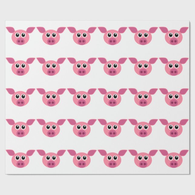 CUTE PINK PIG PATTERN WRAPPING PAPER (Flat)