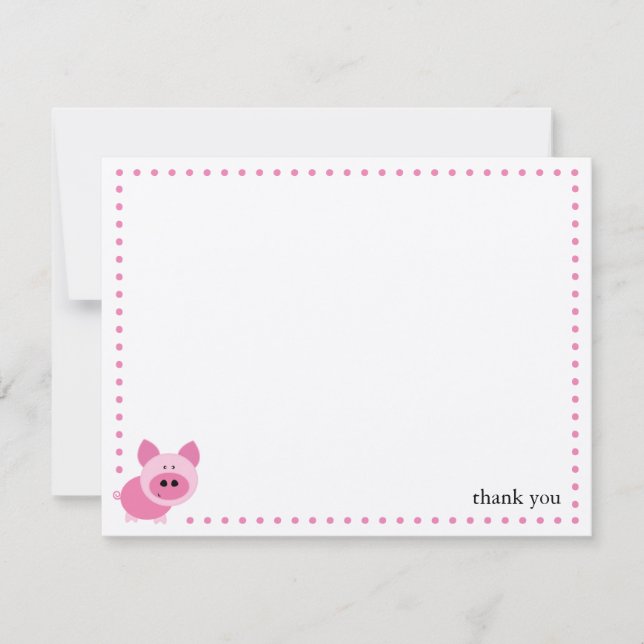 Cute Pink Pig Personalized Note Card (Front)