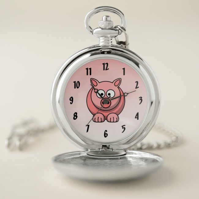 Cute Pink Pig Pocket Watch