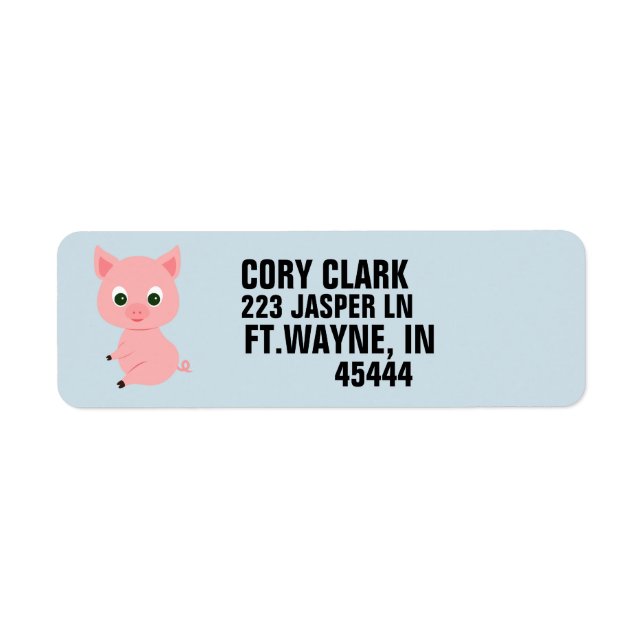 CUTE PINK PIG RETURN ADDRESS LABELS (Front)