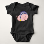 Cute Pink Pig Sleeping in Nightcap Baby Bodysuit