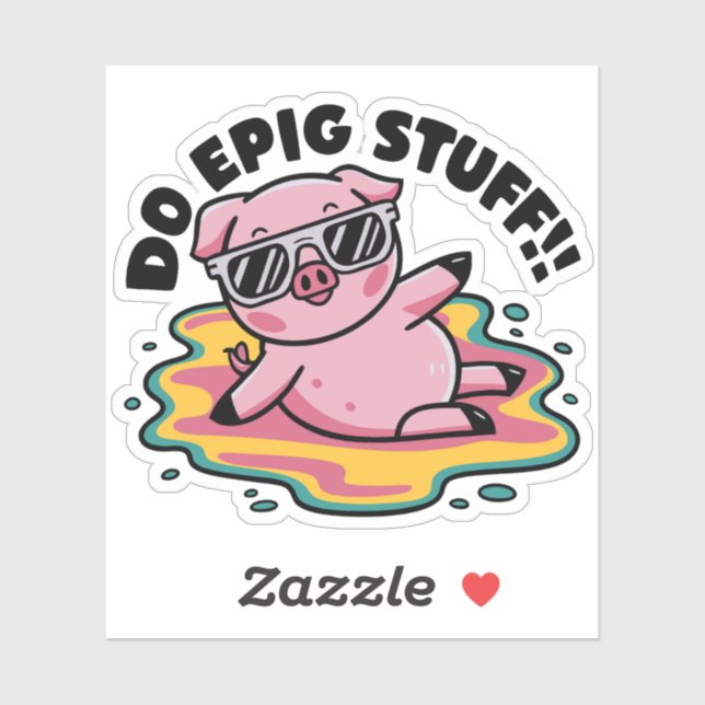 Cute Pink Piggy Puns Do Epig Stuff Sticker (Sheet)