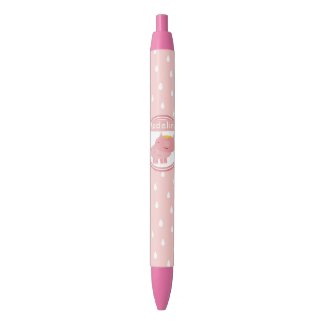 Cute Pink Piglet - Custom Name Black Ink Pen