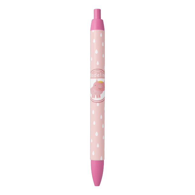 Cute Pink Piglet - Custom Name Pen (Front Vertical)