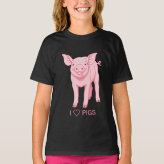 Cute Pink Piglet I Love Pigs T-Shirt