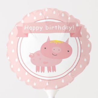 Cute Pink Piglet - Kids Birthday Balloon