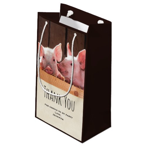 Cute Pink Piglets Animal Photo _ Party Thank You Small Gift Bag