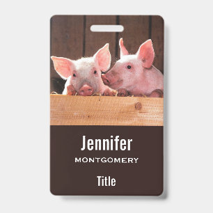 Cute Pink Piglets Animal Photograph Badge
