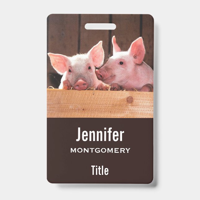 Cute Pink Piglets Animal Photograph Badge (Front)