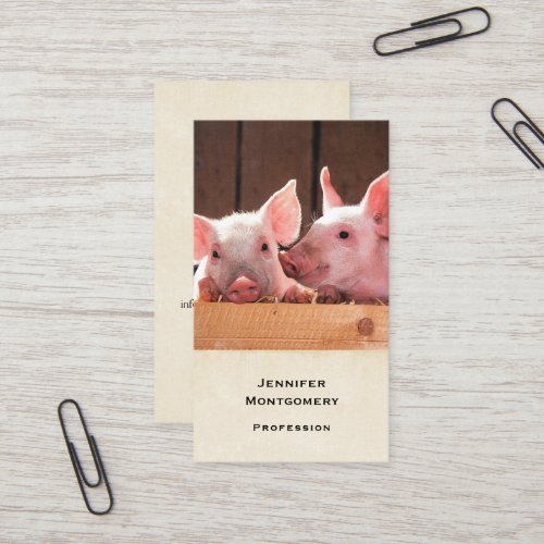 Cute Pink Piglets Animal Photograph Business Card