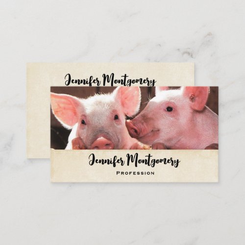 Cute Pink Piglets Animal Photograph Business Card