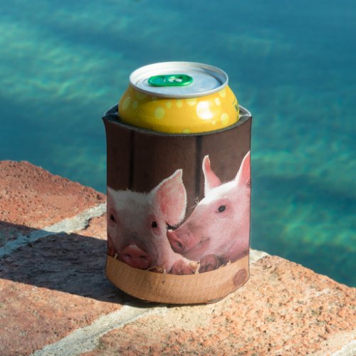 Cute Pink Piglets Animal Photograph Can Cooler