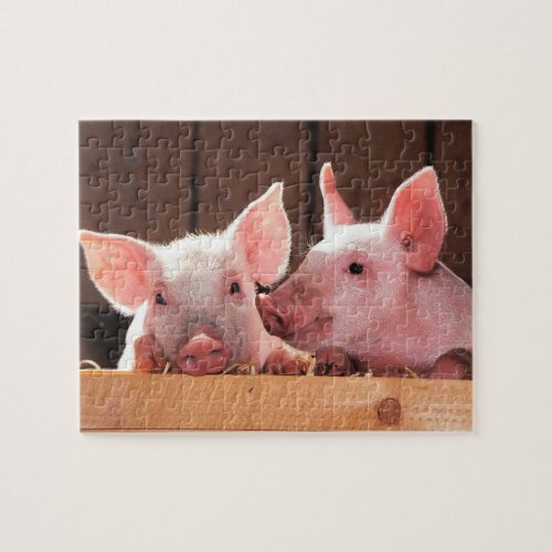 Cute Pink Piglets Animal Photograph Jigsaw Puzzle